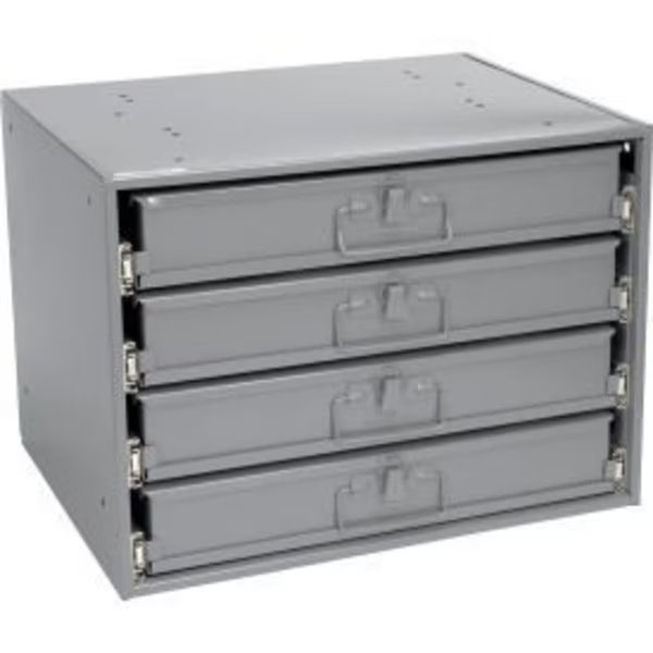 Durham Steel Compartment Box Rack Heavy Duty Bearing 20 x 15-3/4 x 15 with 4 of 24-Compartment Boxes, Durham Mfg, Mfr#: 493500